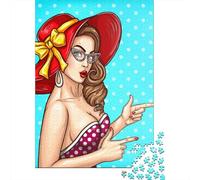 Puzzle quadrati creativi da 1000 pezzi con poster retrò e ragazza per adulti e puzzle in legno, giocattoli educativi, 1000 pezzi (75x50 cm)