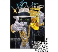 Puzzle quadrati creativi da 1000 pezzi con rapper hip hop e gatto soriano per adulti e puzzle di carta, gioco impegnativo 38x26 cm/1000 pezzi