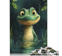 Puzzle quadrati creativi da 1000 pezzi con simpatica rana sotto la pioggia per adulti e puzzle di carta, giocattoli educativi 38x26 cm/1000 pezzi