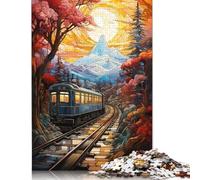 Puzzle quadrati creativi da 1000 pezzi con treni e neve per adulti e puzzle di carta, gioco intellettuale, 38x26 cm/1000 pezzi