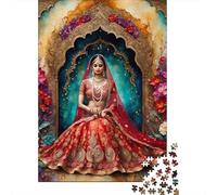 Puzzle quadrati creativi da 1000 pezzi per adulti con tema matrimonio indiano e puzzle in legno, giocattoli educativi, 1000 pezzi (75x50 cm)