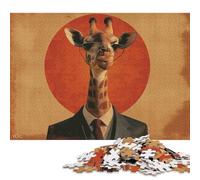 Puzzle quadrati creativi da 1000 pezzi raffiguranti giraffe in abito, per adulti, e puzzle in legno, gioco intellettuale, 1000 pezzi (75x50 cm)