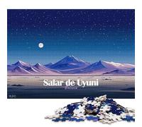 Puzzle quadrati creativi da 1000 pezzi raffiguranti il Salar de Uyuni, Bolivia di notte, per adulti, giochi antistress e regali di Natale unici (75x50 cm)