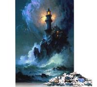 Puzzle quadrati creativi da 1000 pezzi "Un faro nella tempesta" V3 per adulti, giochi di puzzle antistress e regali di Natale unici, 38x26 cm/1000 pezzi