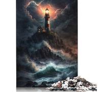 Puzzle quadrati creativi da 1000 pezzi "Un faro nella tempesta" V5 per adulti e puzzle di carta, gioco impegnativo 38x26 cm/1000 pezzi