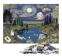 Puzzle quadrati creativi da 300 pezzi "Moonlit Garden Serenity" per adulti e puzzle in legno, gioco impegnativo, 300 pezzi (40x28 cm)