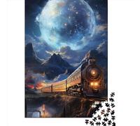 Puzzle quadrati creativi da 500 pezzi a tema treno a vapore per adulti e puzzle in legno, gioco intellettuale, 500 pezzi (52x38 cm)