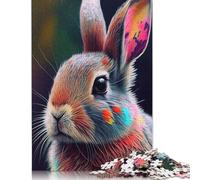 Puzzle quadrati creativi da 500 pezzi con animali colorati di coniglio per adulti e puzzle in legno, gioco impegnativo 500 pezzi (52x38 cm)