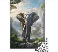 Puzzle quadrati creativi da 500 pezzi con elefanti e montagne per adulti e puzzle in legno, gioco intellettuale, 500 pezzi (52x38 cm)