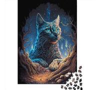 Puzzle quadrati creativi da 500 pezzi con gatto della savana mistico per adulti e puzzle in legno, gioco intellettuale, 500 pezzi (52x38 cm)