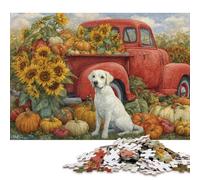 Puzzle quadrati creativi da 500 pezzi con scena del raccolto autunnale e cane per adulti e puzzle in legno, gioco educativo per adulti, 500 pezzi (52x38 cm)