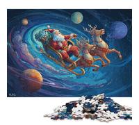 Puzzle quadrati creativi da 500 pezzi "Giro cosmico di Babbo Natale" per adulti e puzzle in legno, gioco impegnativo 500 pezzi (52x38 cm)