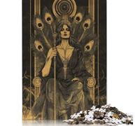 Puzzle quadrati creativi da 500 pezzi raffiguranti la regina d'oro con piume di pavone per adulti e puzzle in legno, giocattoli educativi, 500 pezzi (52x38 cm)