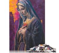 Puzzle quadrati creativi in legno da 1000 pezzi con devozione al Sacro Cuore, per adulti, giochi antistress e regali di Natale unici, 1000 pezzi (75x50 cm)