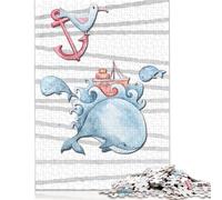 Puzzle quadrati creativi per adulti con balena e ancora, 500 pezzi, puzzle in legno per bambini, gioco impegnativo, 500 pezzi (52x38 cm)