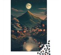 Puzzle quadrati creativi retrò_giapponese_villaggio da 500 pezzi per adulti e puzzle in legno, giocattoli educativi, 500 pezzi (52x38 cm)