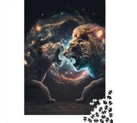 Puzzle quadrati creativi universali da 1000 pezzi con furia del leone per adulti e puzzle di carta, giochi di puzzle antistress e regali di Natale unici 38x26 cm/1000 pezzi