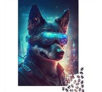 Puzzle quadrati da 1000 pezzi a forma di cane umano punk per adulti, puzzle in legno per l'intrattenimento della famiglia, 1000 pezzi (75x50 cm)