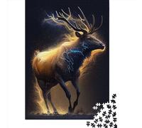 Puzzle quadrati da 1000 pezzi "Alce in fuga" per adulti, puzzle in legno, decorazione da parete, regali di Natale, 1000 pezzi (75x50 cm)