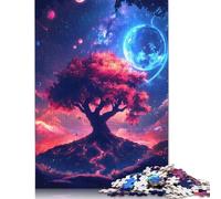 Puzzle quadrati da 1000 pezzi con albero della vita cosmico, pianeti, spazio, natura, paesaggio per adulti, puzzle di carta, giocattolo, decorazione da parete, regali di Natale, 38x26 cm/1000 pezzi
