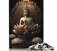 Puzzle quadrati da 1000 pezzi con Buddha e santuario dorato per adulti e puzzle in legno, giocattoli educativi per l'apprendimento, giochi per famiglie, 1000 pezzi (75x50 cm)