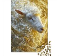 Puzzle quadrati da 1000 pezzi con pecorelle dorate per adulti e puzzle in legno per regali di Natale 1000 pezzi (75x50 cm)