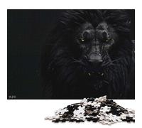 Puzzle quadrati da 1000 pezzi con ritratto di leone nero per adulti e puzzle in legno per attività in famiglia, 1000 pezzi (75x50 cm)