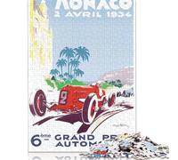 Puzzle quadrati da 1000 pezzi del Gran Premio di Monaco del 1935 per adulti, puzzle in legno per l'intrattenimento della famiglia, 1000 pezzi (75x50 cm)