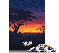 Puzzle quadrati da 1000 pezzi del Parco Nazionale di Nairobi al tramonto per adulti, puzzle in legno, puzzle di gioco impegnativi, 1000 pezzi (75x50 cm), regali di Natale