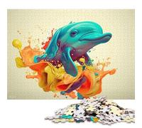 Puzzle quadrati da 1000 pezzi in stile cartone animato con delfini per adulti e puzzle in legno, gioco educativo 1000 pezzi (75x50 cm)