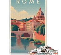 Puzzle quadrati da 1000 pezzi "L'eterna bellezza di Roma" per adulti e puzzle in legno, giocattoli educativi per l'apprendimento, giochi per famiglie, 1000 pezzi (75x50 cm)