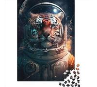 Puzzle quadrati da 1000 pezzi raffiguranti la tigre nello spazio per adulti, puzzle in legno per l'intrattenimento della famiglia, 1000 pezzi (75x50 cm)