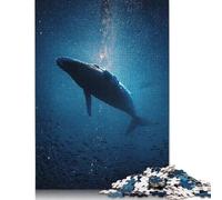 Puzzle quadrati da 1000 pezzi raffiguranti una balena nel profondo mare blu per adulti, puzzle in legno per l'intrattenimento della famiglia, 1000 pezzi (75x50 cm)