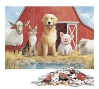 Puzzle quadrati da 300 pezzi Farm Friends di Barn Creative per adulti e puzzle in legno, gioco impegnativo, 300 pezzi (40x28 cm)
