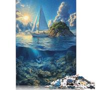 Puzzle quadrati da 500 pezzi con barca a vela e ancora per adulti, puzzle in legno per l'intrattenimento della famiglia, 500 pezzi (52x38 cm)