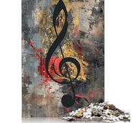 Puzzle quadrati da 500 pezzi con note musicali dorate per adulti e puzzle in legno, giocattoli educativi per l'apprendimento, giochi per famiglie, 500 pezzi (52x38 cm)