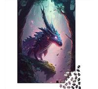 Puzzle quadrati fantastici con drago da 500 pezzi per adulti e puzzle in legno per bambini, regali di Natale, 500 pezzi (52x38 cm)