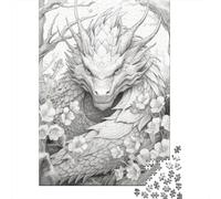 Puzzle quadrati giapponesi da 1000 pezzi con drago e ciliegia per adulti e puzzle di carta per attività in famiglia, 38x26 cm/1000 pezzi