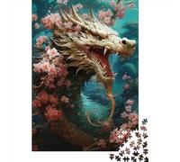 Puzzle quadrati giapponesi da 1000 pezzi con drago e ciliegia per adulti, puzzle di carta, puzzle di gioco impegnativi, 38x26 cm, 1000 pezzi, regali di Natale