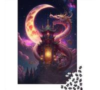 Puzzle quadrati giapponesi da 1000 pezzi con drago per adulti, puzzle di carta, puzzle di gioco impegnativi, 38x26 cm/1000 pezzi, regali di Natale