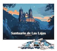 Puzzle quadrati illustrativi da 1000 pezzi per adulti, raffiguranti il Santuario De Las Lajas, Colombia, puzzle in legno, giocattolo educativo per l'apprendimento, 1000 pezzi (75x50 cm)