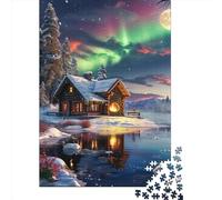 Puzzle quadrato creativo Aurora norvegese da 1000 pezzi per adulti e puzzle in legno, gioco intellettuale, 1000 pezzi (75x50 cm)