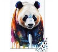 Puzzle quadrato creativo da 1000 pezzi con orso panda, stile pop art, per adulti e puzzle in legno, gioco intellettuale, 1000 pezzi (75x50 cm)