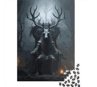 Puzzle quadrato da 1000 pezzi Baphomet sul trono per adulti, puzzle in legno, giochi di sfida unici, 1000 pezzi (75x50 cm)