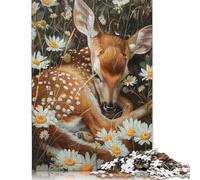 Puzzle quadrato da 1000 pezzi "Cerbiatto tra le margherite" per adulti, puzzle di carta, giochi di sfida unici, 38x26 cm/1000 pezzi