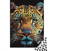 Puzzle quadrato da 1000 pezzi con animali leopardati in stile pop art per adulti, puzzle in legno, il miglior regalo di Natale per adulti e 1000 pezzi (75x50 cm)
