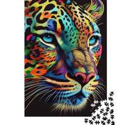 Puzzle quadrato da 1000 pezzi con animali leopardati Pop Art per adulti, puzzle in legno, giocattolo educativo per l'apprendimento, 1000 pezzi (75x50 cm)
