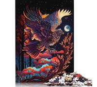 Puzzle quadrato da 1000 pezzi con aquile che volano di notte per adulti e puzzle di carta, gioco educativo 38x26 cm/1000 pezzi