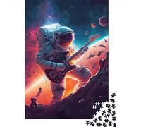 Puzzle quadrato da 1000 pezzi con astronauta che suona la chitarra, 455 pezzi, per adulti e puzzle di carta, gioco educativo, sfida giocattolo, 38x26 cm/1000 pezzi