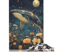 Puzzle quadrato da 1000 pezzi con balena nel cielo notturno per adulti e puzzle in legno per la decorazione della casa, 1000 pezzi (75x50 cm)